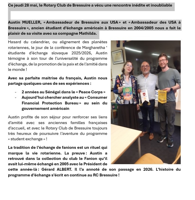 Visite Austi Mueller 28 mai 2026